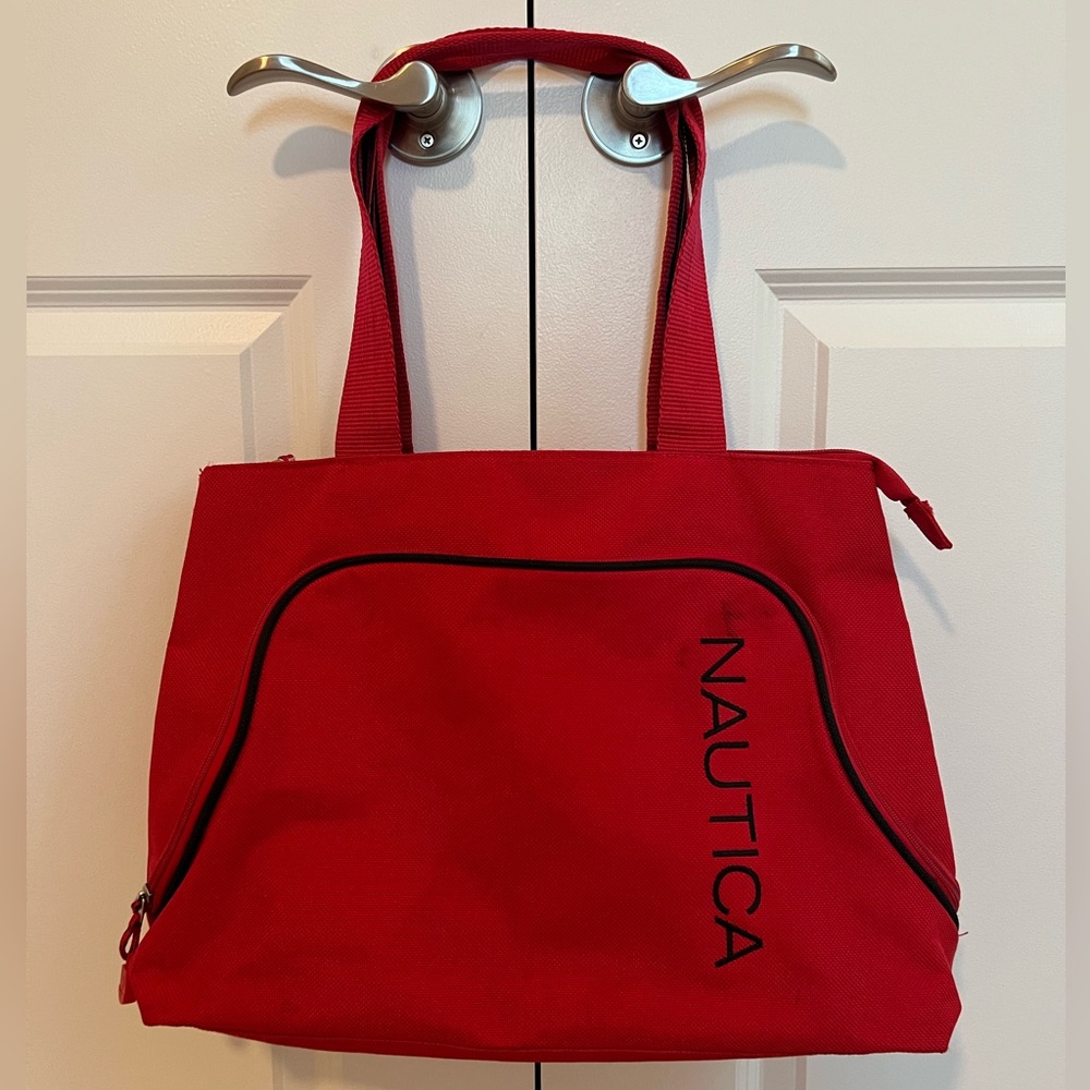 NAUTICA CATAMARAN RED BLUE LARGE TOTE BAG